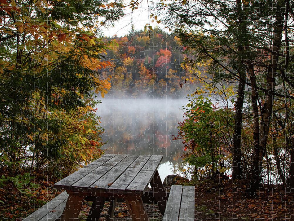Mirror Lake Jigsaw Puzzle featuring the photograph Picnic with a view of Mirror Lake Colors by Jeff Folger