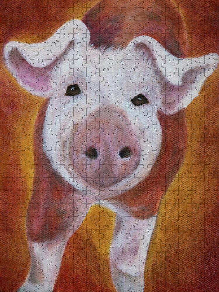 Art Jigsaw Puzzle featuring the painting Piglet Piccinni by Tammy Pool