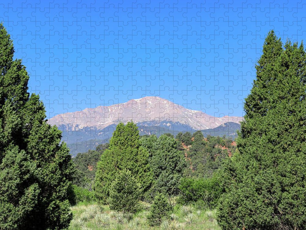 Pikes Peak Blue And Green Jigsaw Puzzle featuring the photograph Pikes Peak Blue And Green by Dan Sproul