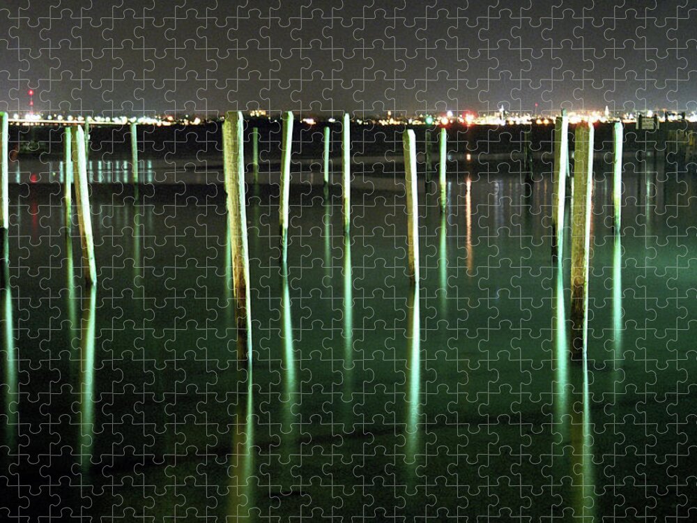 Harbor Jigsaw Puzzle featuring the photograph Pilings in Jamestown Harbor by Jim Feldman
