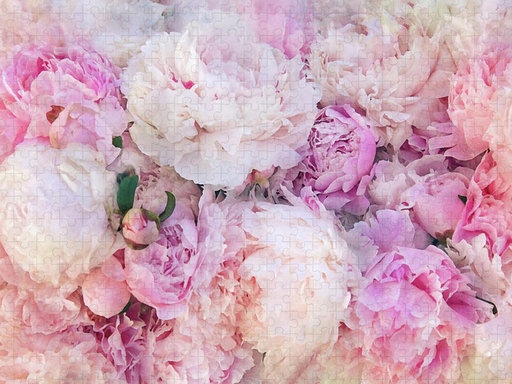 Peonies Jigsaw Puzzle featuring the photograph Pink and White Peonies by Peggy Collins
