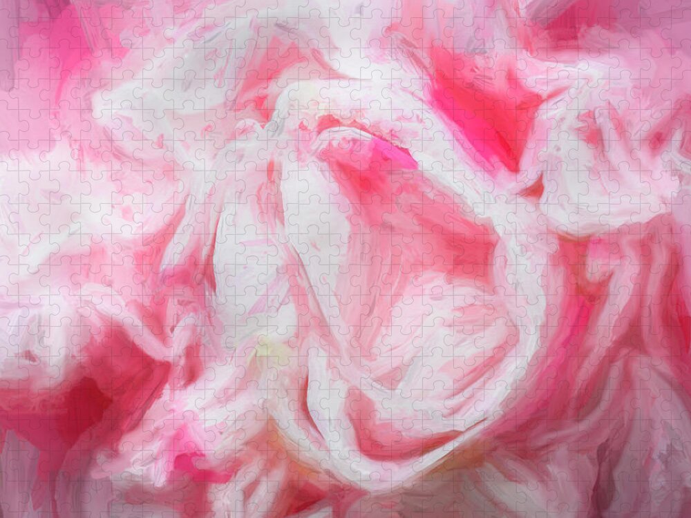 Camellia Abstract Jigsaw Puzzle featuring the photograph Pink Camellias Japonica Abstract X104 by Rich Franco