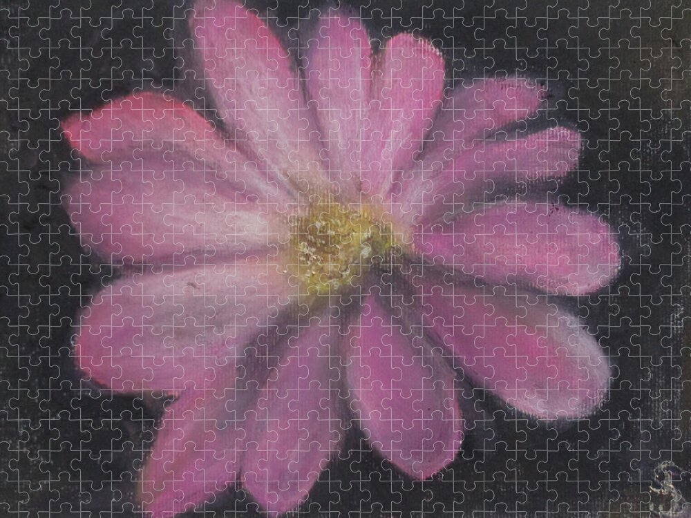 Flower Jigsaw Puzzle featuring the painting Pink Flower by Jen Shearer