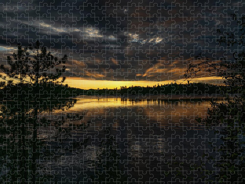 Canada Jigsaw Puzzle featuring the photograph Pipestone Lake Golden Hour 1 by Ron Long Ltd Photography