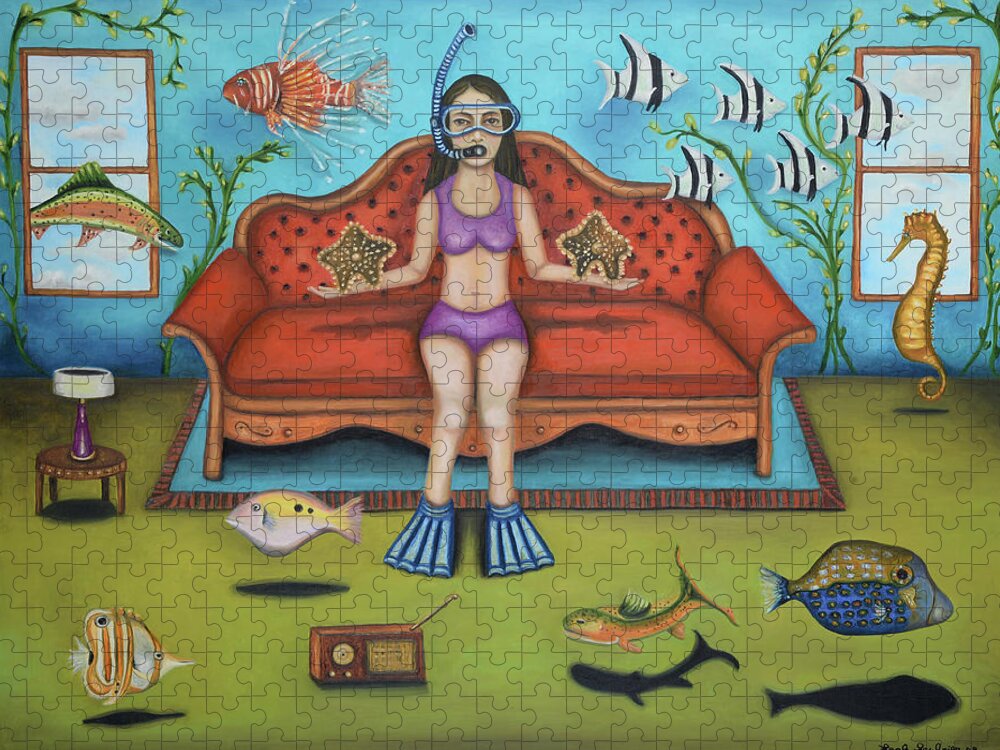 Pisces Jigsaw Puzzle featuring the painting Pisces 2 Updated Image by Leah Saulnier The Painting Maniac