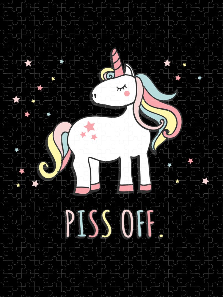Funny Jigsaw Puzzle featuring the digital art Piss Off Sarcastic Unicorn by Flippin Sweet Gear