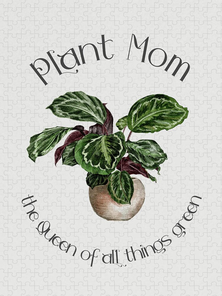 Plant Mom Jigsaw Puzzle featuring the digital art Plant Mom, The Queen Of All Things Green by Sambel Pedes