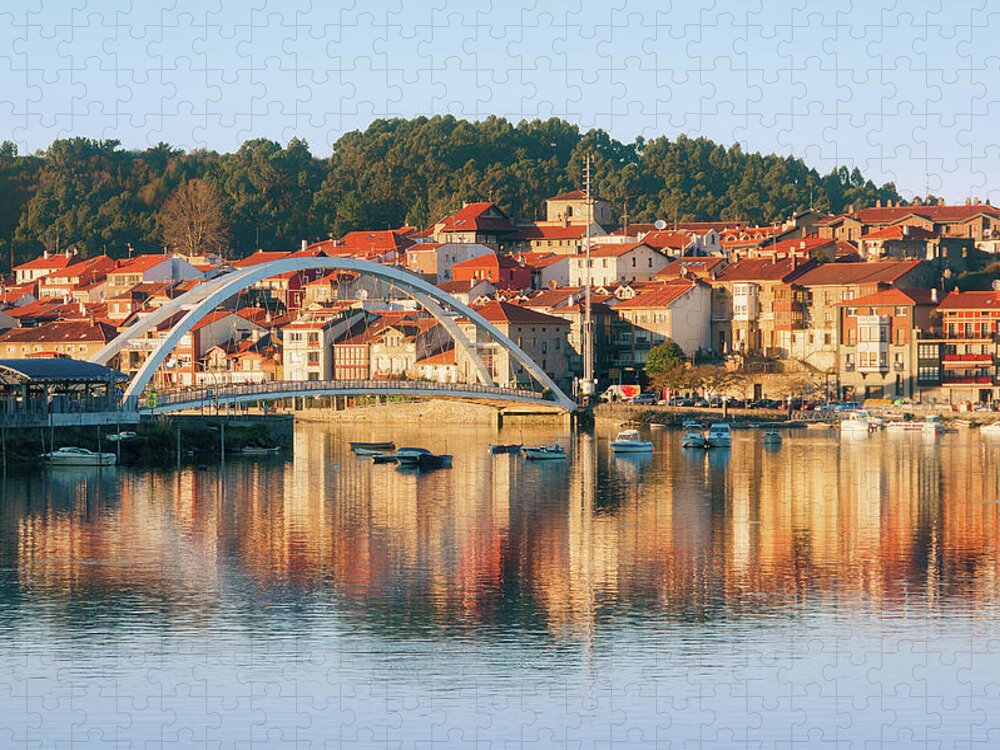 Plentzia Jigsaw Puzzle featuring the photograph Plentzia River With Boats And Houses by Mikel Martinez de Osaba