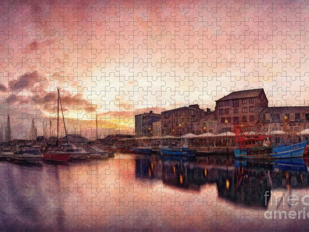 Plymouth Harbour Jigsaw Puzzle featuring the digital art Plymouth Harbour by Jerzy Czyz