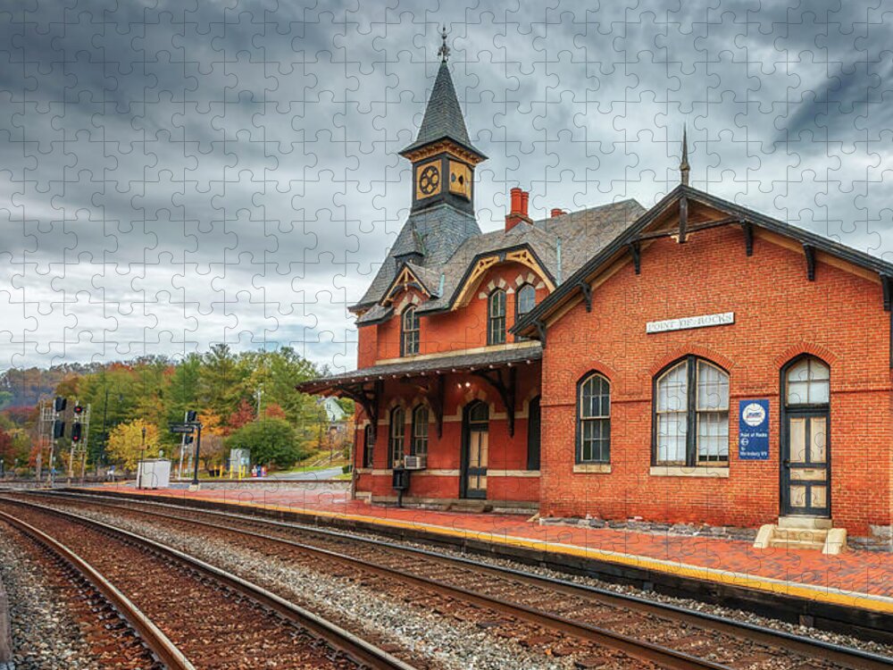 Train Station Jigsaw Puzzle featuring the photograph Point of Rocks Train Station by Susan Rissi Tregoning
