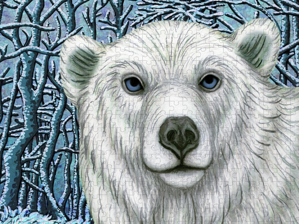 Polar Bear Jigsaw Puzzle featuring the painting Polar Bear Forest by Amy E Fraser