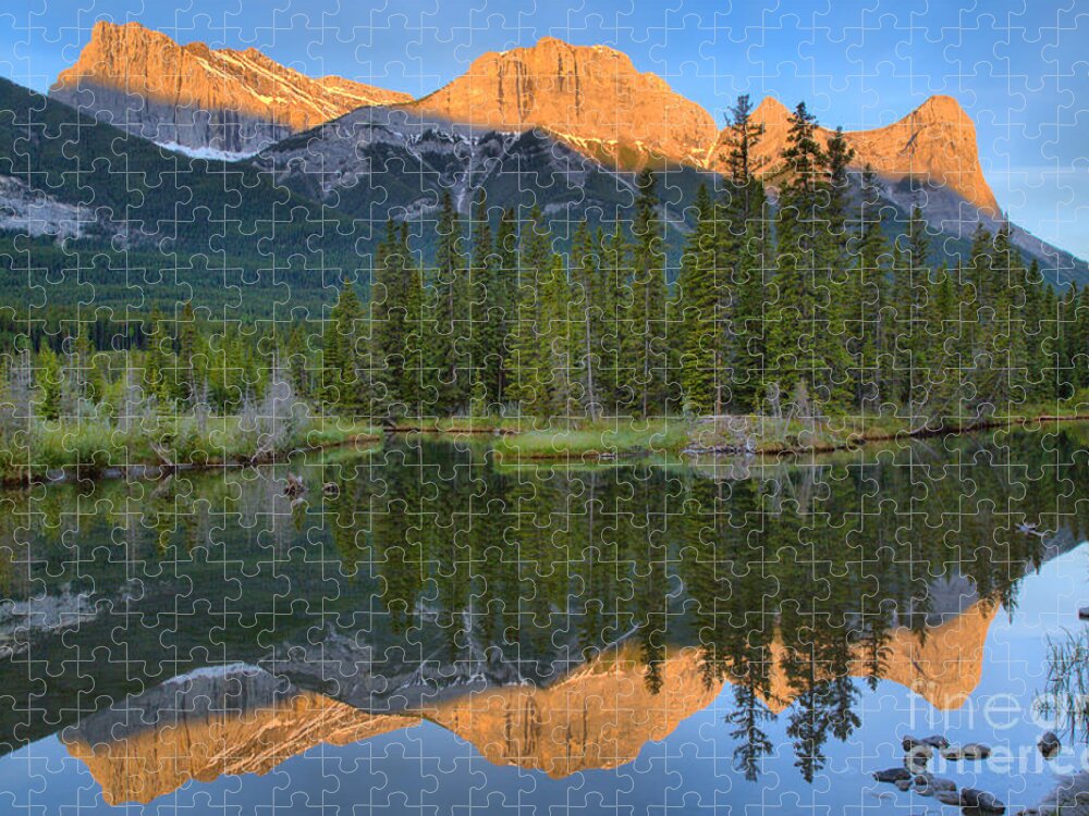 Three Jigsaw Puzzle featuring the photograph Policeman Creek Sunrise Reflections by Adam Jewell