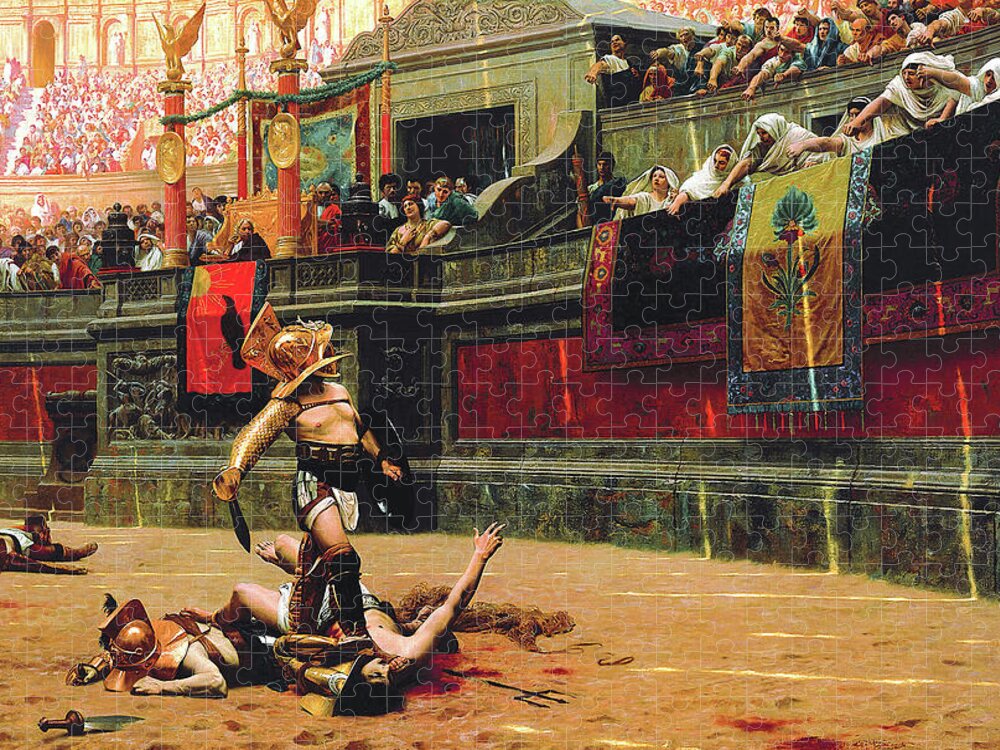 Jean Leon Gerome Jigsaw Puzzle featuring the painting Pollice Verso - Digital Remastered Edition by Jean-Leon Gerome