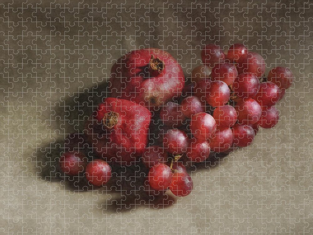 Still Life Jigsaw Puzzle featuring the photograph Poms and Grapes by Kandy Hurley