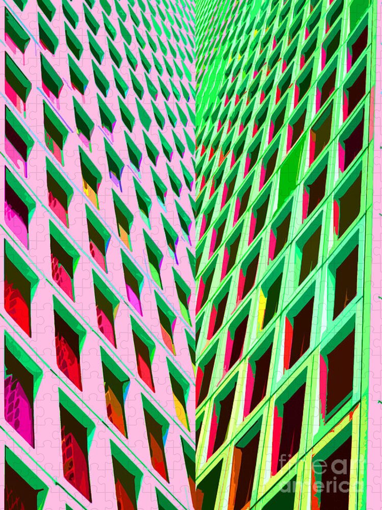 Pop Jigsaw Puzzle featuring the digital art Pop Art Buildings 2 by Edward Fielding