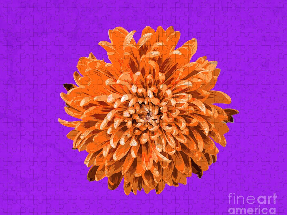 Popart Jigsaw Puzzle featuring the photograph PopART Chrysanthemum-Orange by Renee Spade Photography