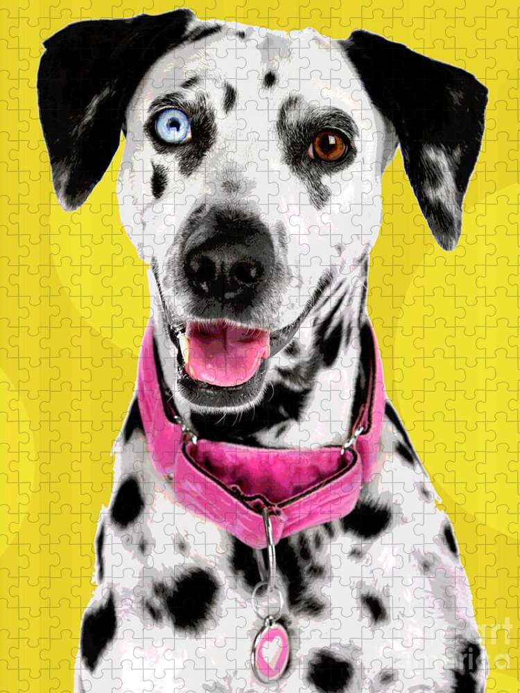 Dogs Jigsaw Puzzle featuring the photograph PopART Dalmation by Renee Spade Photography