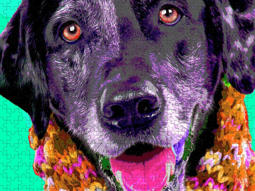 Dogs Jigsaw Puzzle featuring the photograph PopArt Dapple Lab by Renee Spade Photography