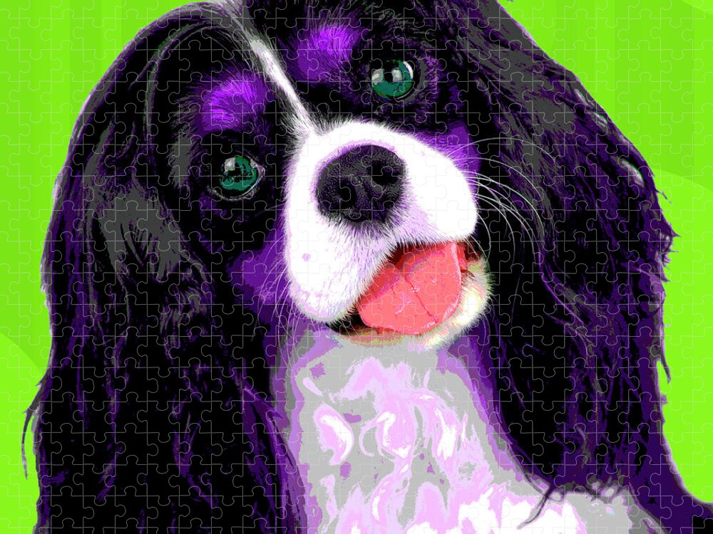 Dogs Jigsaw Puzzle featuring the photograph PopART King Charles Caviler by Renee Spade Photography