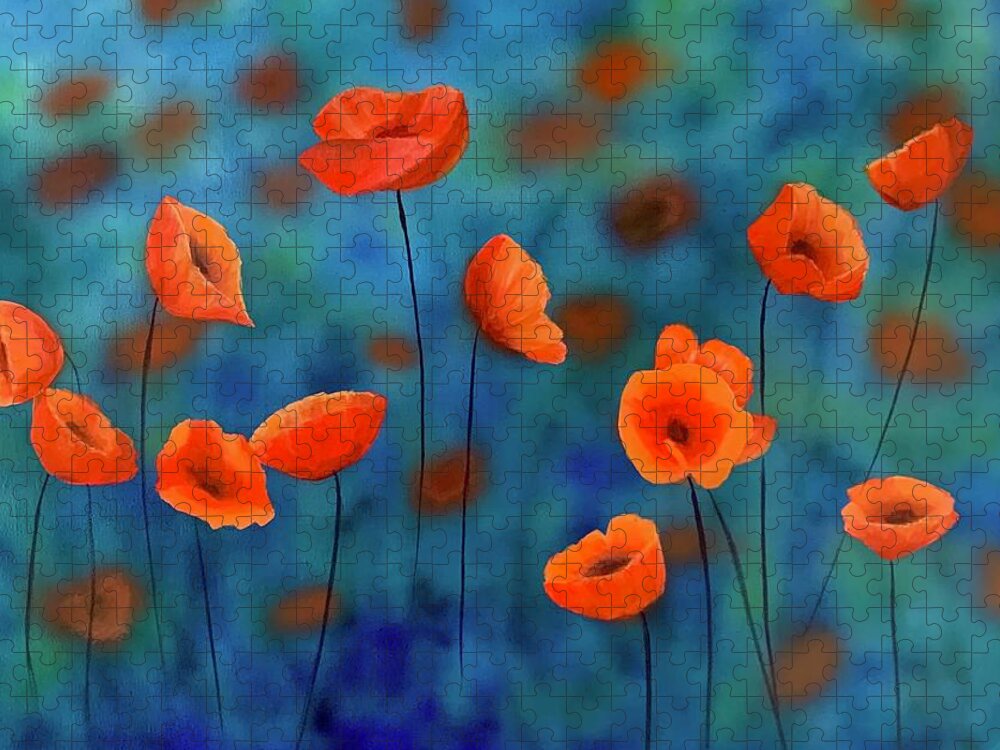 Poppies Jigsaw Puzzle featuring the painting Poppies by Caroline Swan
