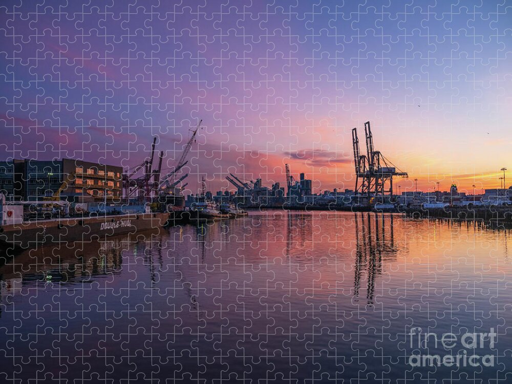 Port Jigsaw Puzzle featuring the photograph Port of Seattle Sunrise Serenity by Mike Reid
