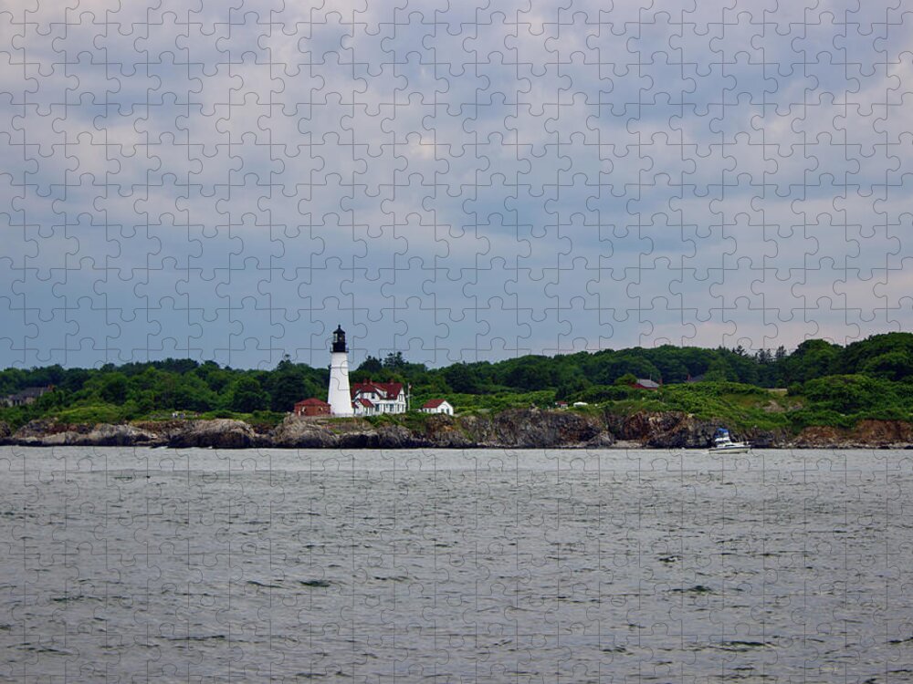 Portland Jigsaw Puzzle featuring the pyrography Portland Lighthouse by Annamaria Frost