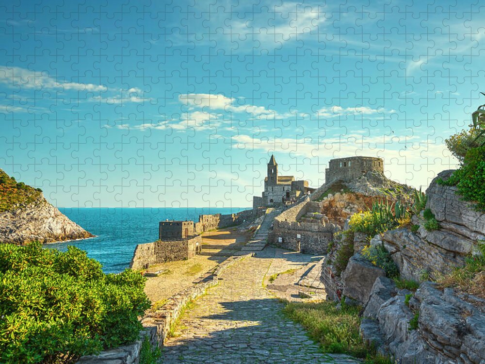 Portovenere Jigsaw Puzzle featuring the photograph Portovenere, Path to San Pietro Church by Stefano Orazzini