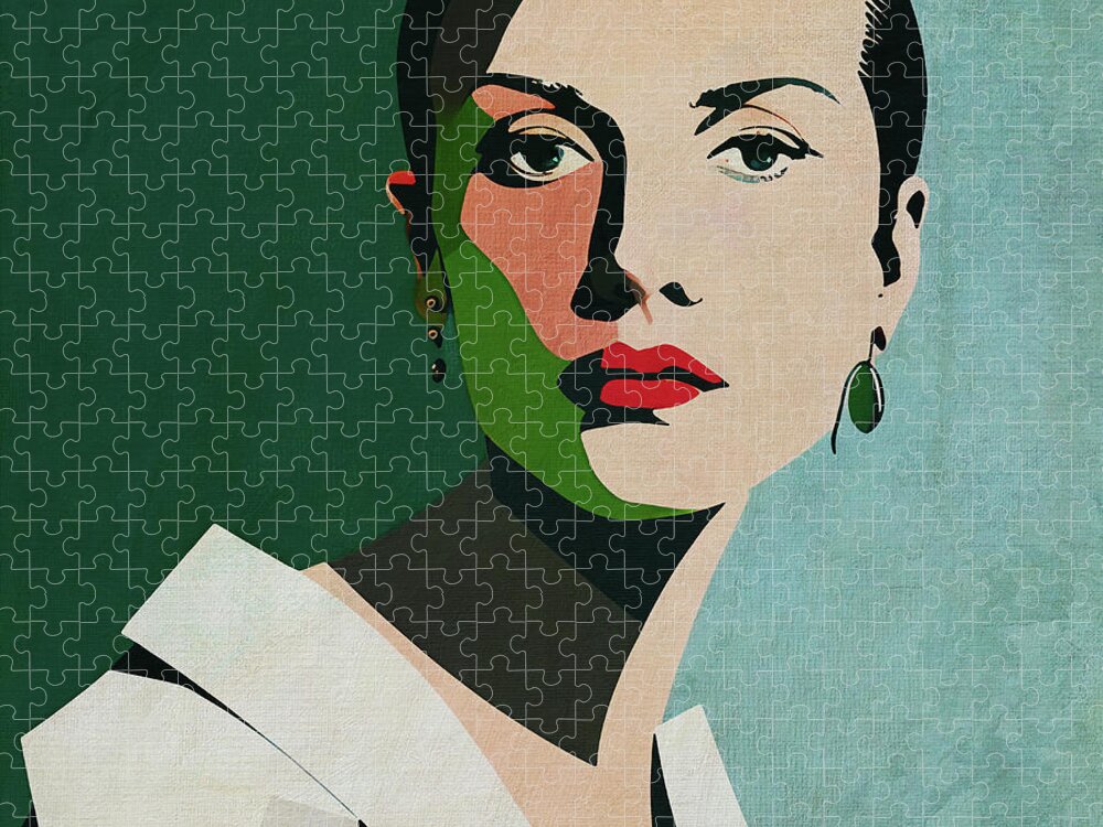 Women Jigsaw Puzzle featuring the digital art Portrait of Delphine by Jan Keteleer