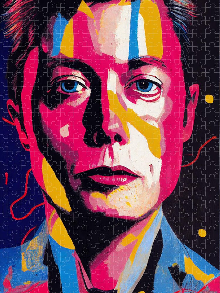 Portrait Of Elon Musk Oil Painting In The Style Décor Jigsaw Puzzle featuring the painting Portrait of Elon Musk oil painting in the style 6459b36cac d6f6 645645d5 bc2c bf6d9b255 by Celestial Images