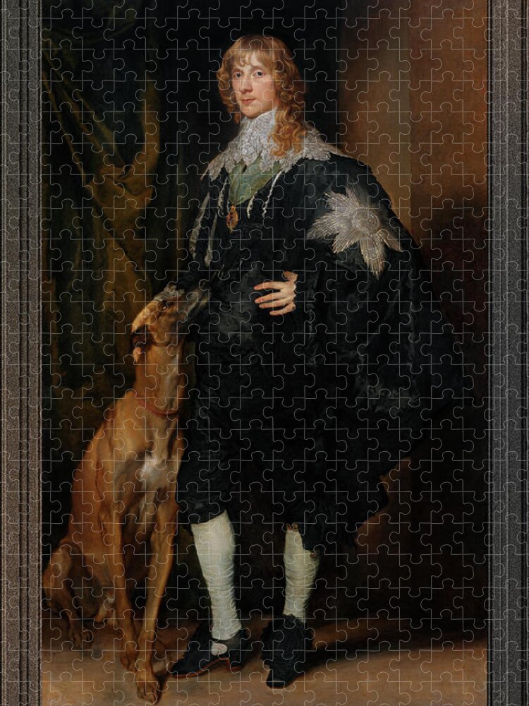 Portrait Of James Stuart Jigsaw Puzzle featuring the painting Portrait of James Stuart Duke of Richmond and Lenox by Anthony van Dyck by Rolando Burbon