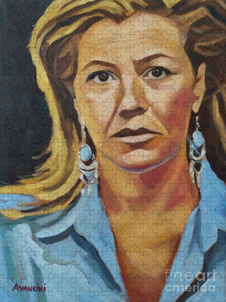 Oil Jigsaw Puzzle featuring the painting Portrait of my wife by Pablo Avanzini