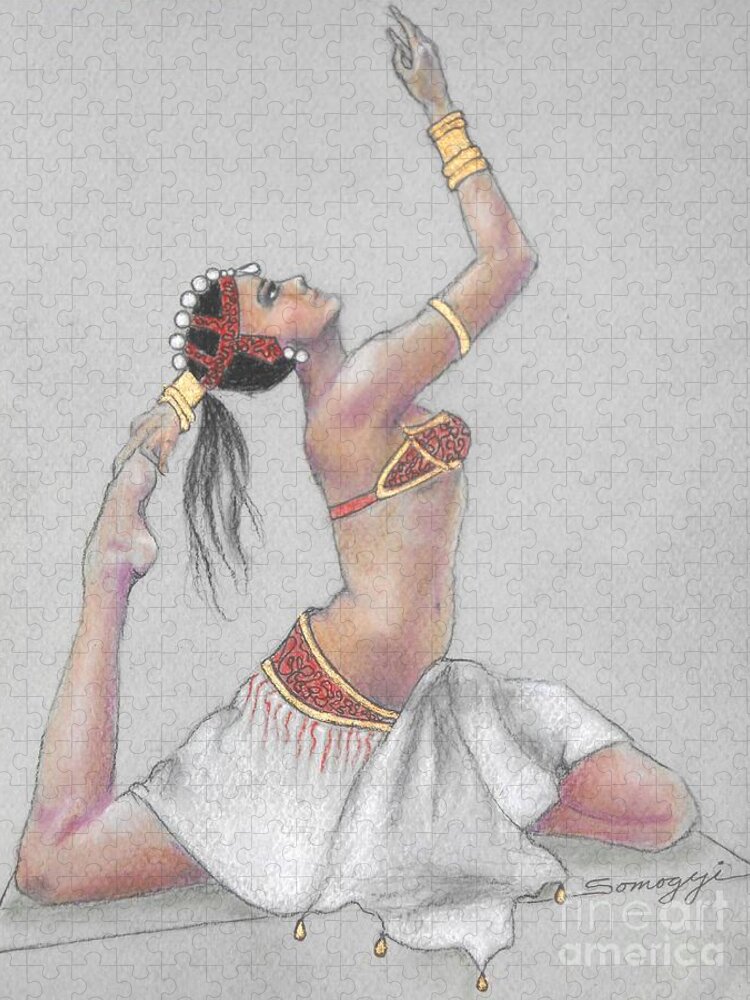 Belly Dancer Jigsaw Puzzle featuring the drawing Pose Perfection by Jayne Somogy