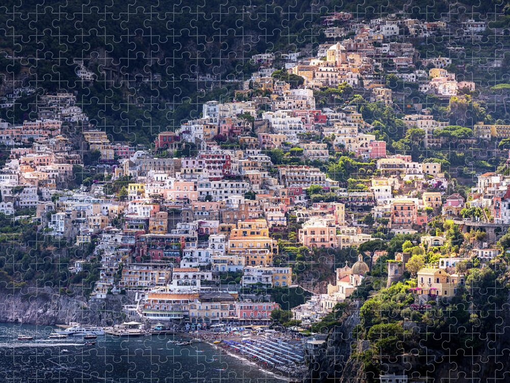 Positano Jigsaw Puzzle featuring the photograph Positano Village by Jerome Labouyrie