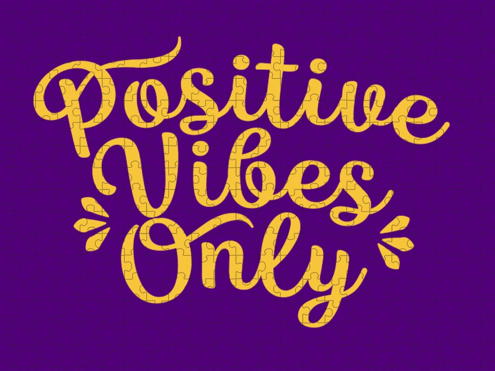 Positive Jigsaw Puzzle featuring the digital art Positive Vibes Only Vibrant Yellow by Bob Baker