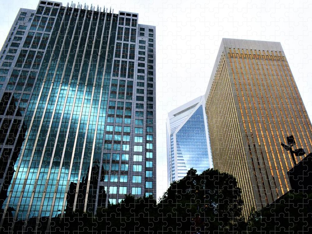 Skyscrapers Jigsaw Puzzle featuring the photograph Power Towers by Addison Likins