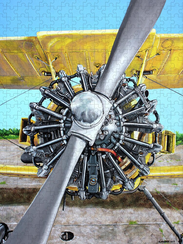 Airplane Jigsaw Puzzle featuring the painting Pratt and Whitney 985 by Karl Wagner