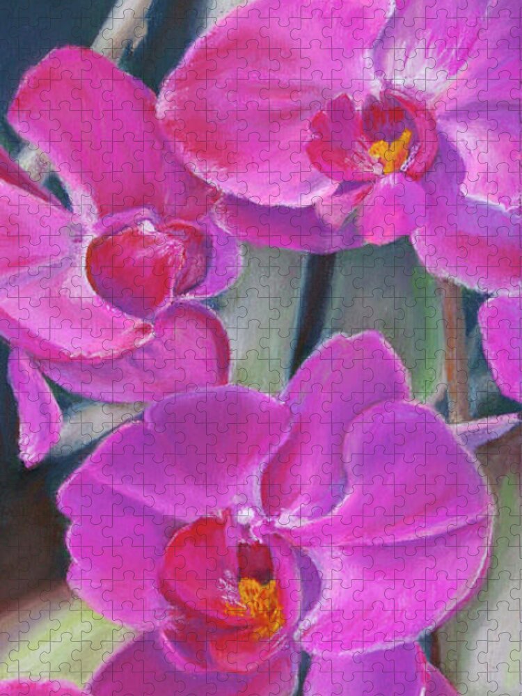 Orchids Jigsaw Puzzle featuring the pastel Pretty in Pink by MaryJo Clark