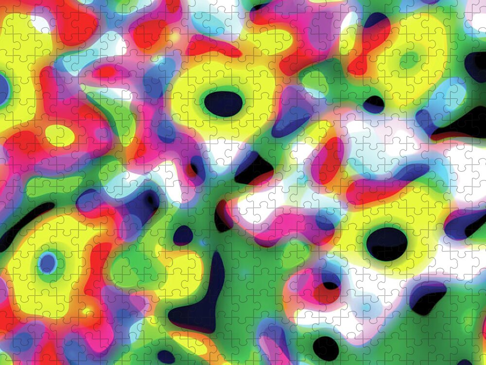 Abstract Art Jigsaw Puzzle featuring the digital art Primary Soft Centres by David Davies