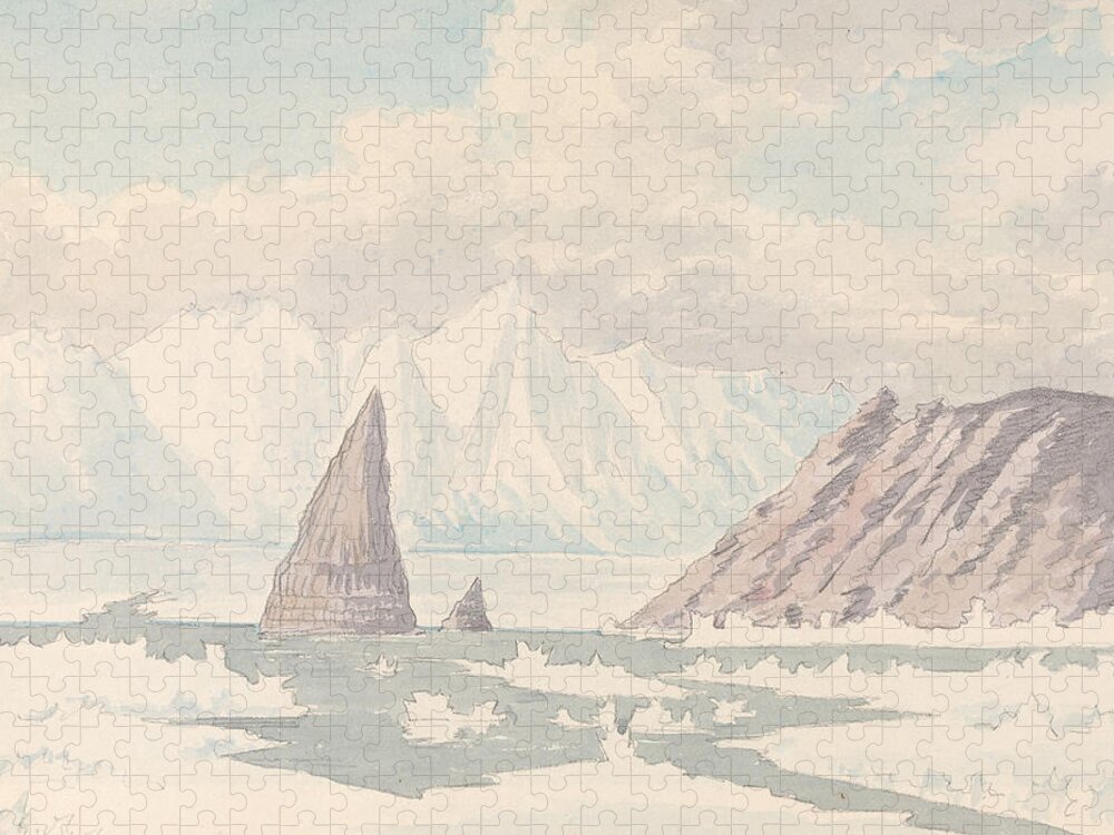 19th Century Jigsaw Puzzle featuring the drawing Princess Charlotte's Monument, Coburg Bay by Charles Hamilton Smith