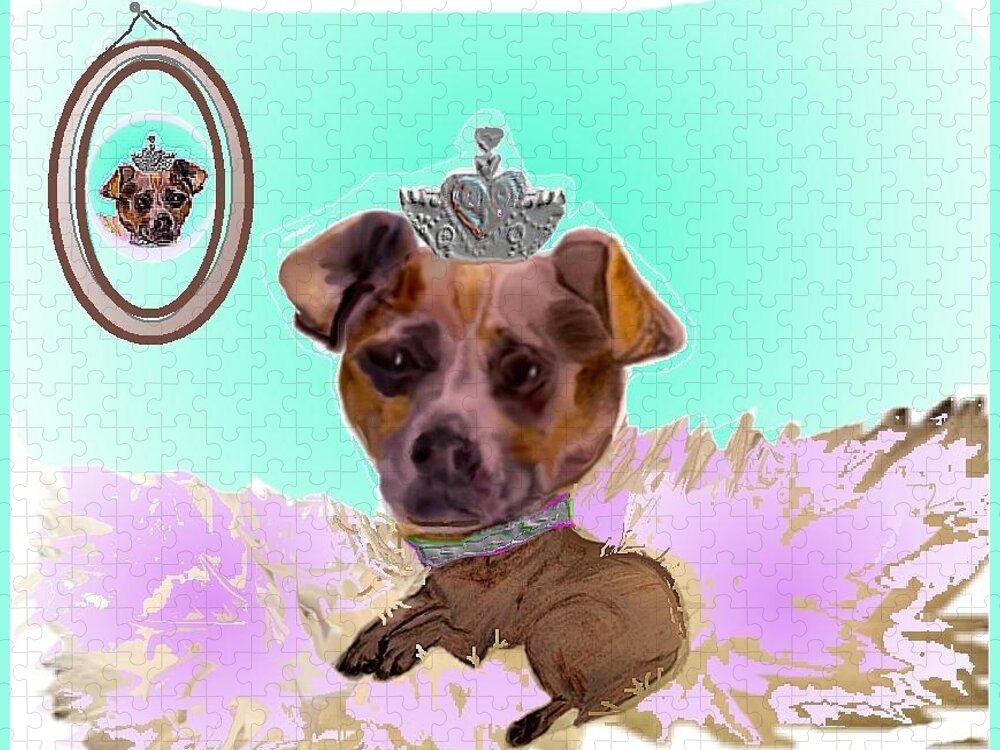 Chihuahua Jigsaw Puzzle featuring the mixed media Princess Rubee by Pamela Calhoun