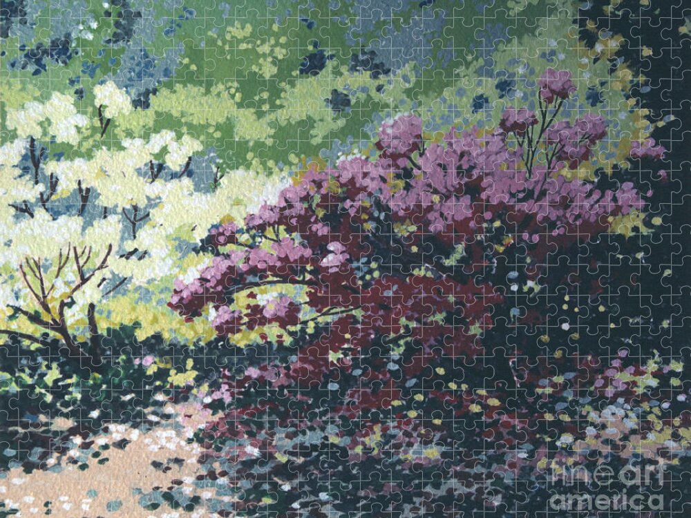  Prospect Park Flowering Azalea Brooklyn Ny Jigsaw Puzzle featuring the painting Prospect Park Flowering Azalea 1982 by William Hart McNichols