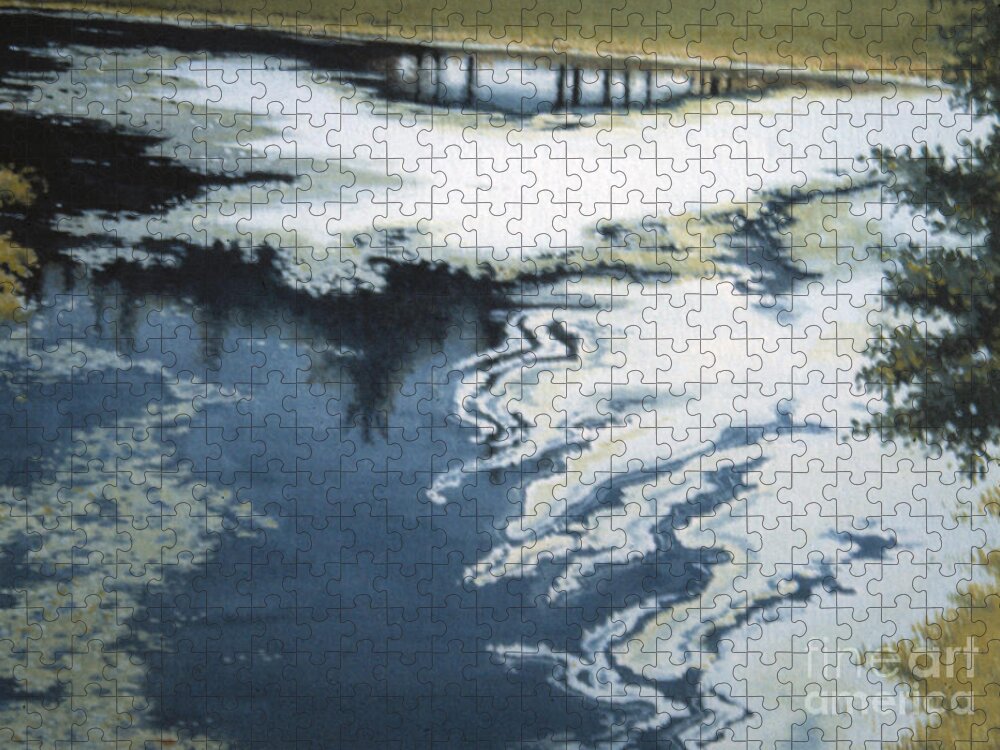 Prospect Park Wormwood Pond 1982 Brooklyn Ny Jigsaw Puzzle featuring the painting Algae On The Lullwater Pond, Prospect Park, Brooklyn 1982 by William Hart McNichols