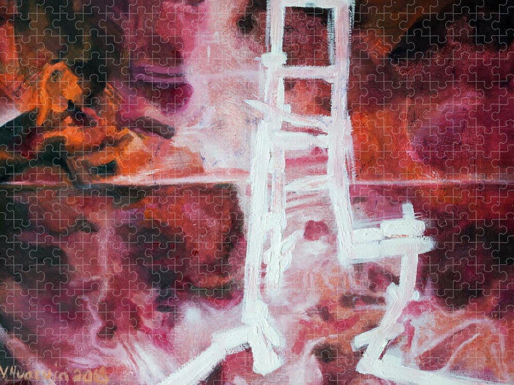 #artwork Jigsaw Puzzle featuring the painting Prosthesis and Spine, Study 15 by Veronica Huacuja