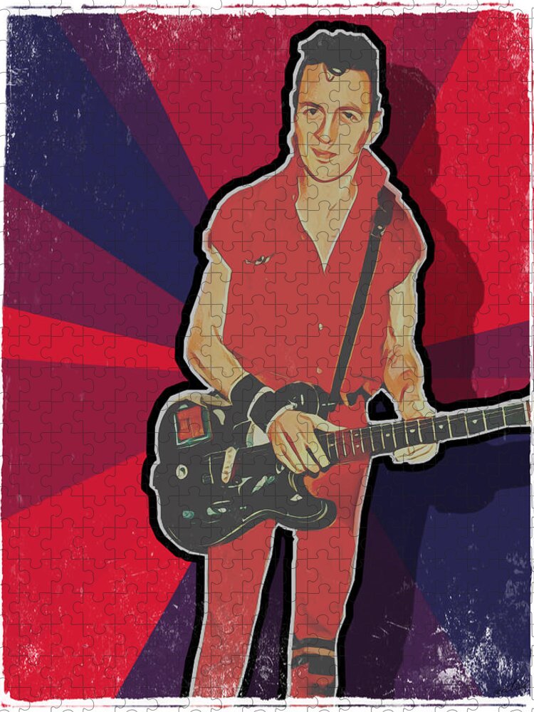 Joe Strummer Jigsaw Puzzle featuring the digital art Protex Red by Christina Rick