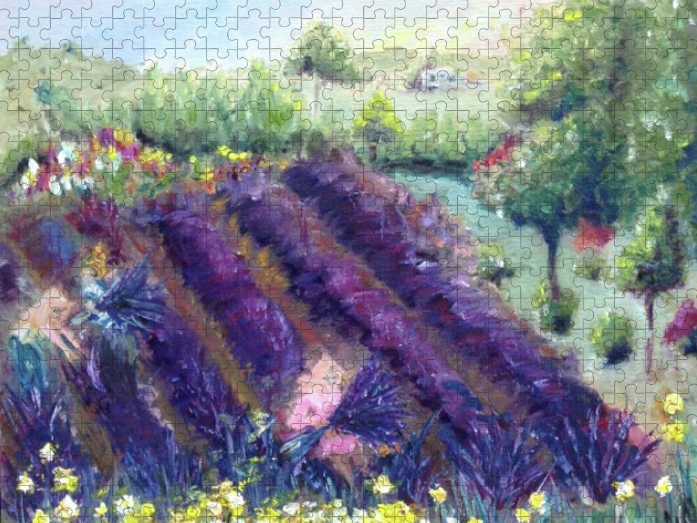 Provence Jigsaw Puzzle featuring the painting Provence Lavender Farm by Roxy Rich