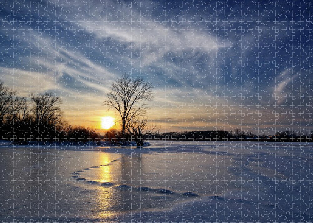 Proverbs Jigsaw Puzzle featuring the photograph Proverbs 3-6 - icy path to an island on the Yahara River by Peter Herman