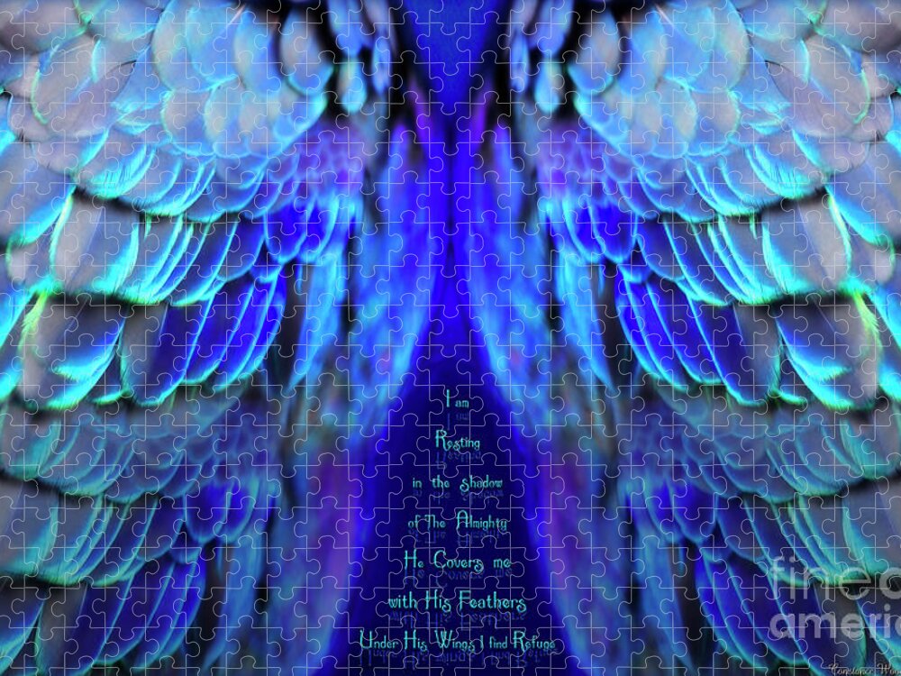 Wings Jigsaw Puzzle featuring the digital art Psalm 91 Wings 3 by Constance Woods