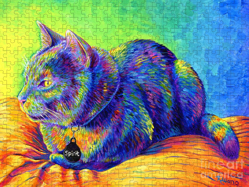 Cat Jigsaw Puzzle featuring the painting Psychedelic Spirit by Rebecca Wang