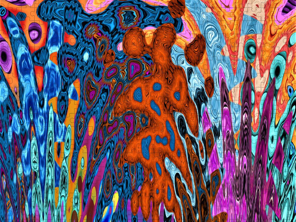 Abstract Jigsaw Puzzle featuring the digital art Psychedelic - Volcano Eruption by Ronald Mills