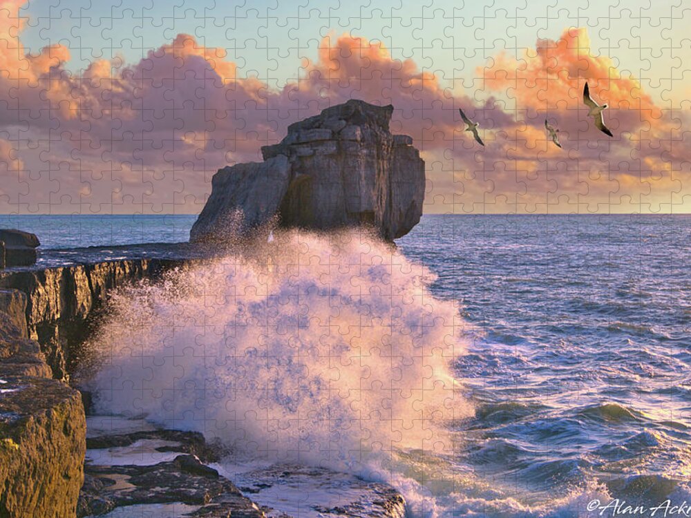 Pulpit Rock Jigsaw Puzzle featuring the photograph Pulpit Rock at Sunset by Alan Ackroyd